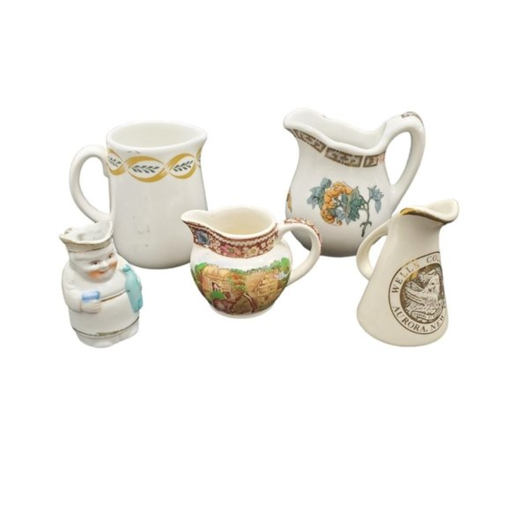 Vtg Miniature Toby Mug Creamer Pitcher Wedgwood Rural England  Aurora Lot Of 5 C